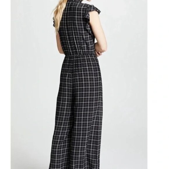 Rebecca Taylor 100% Silk Black Plaid Jumpsuit Size 6 - Picture 2 of 10